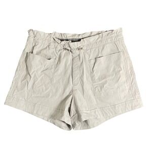 Athleta Women's Size 8 Beige Utility Shorts Elastic Waist Drawstring Pockets